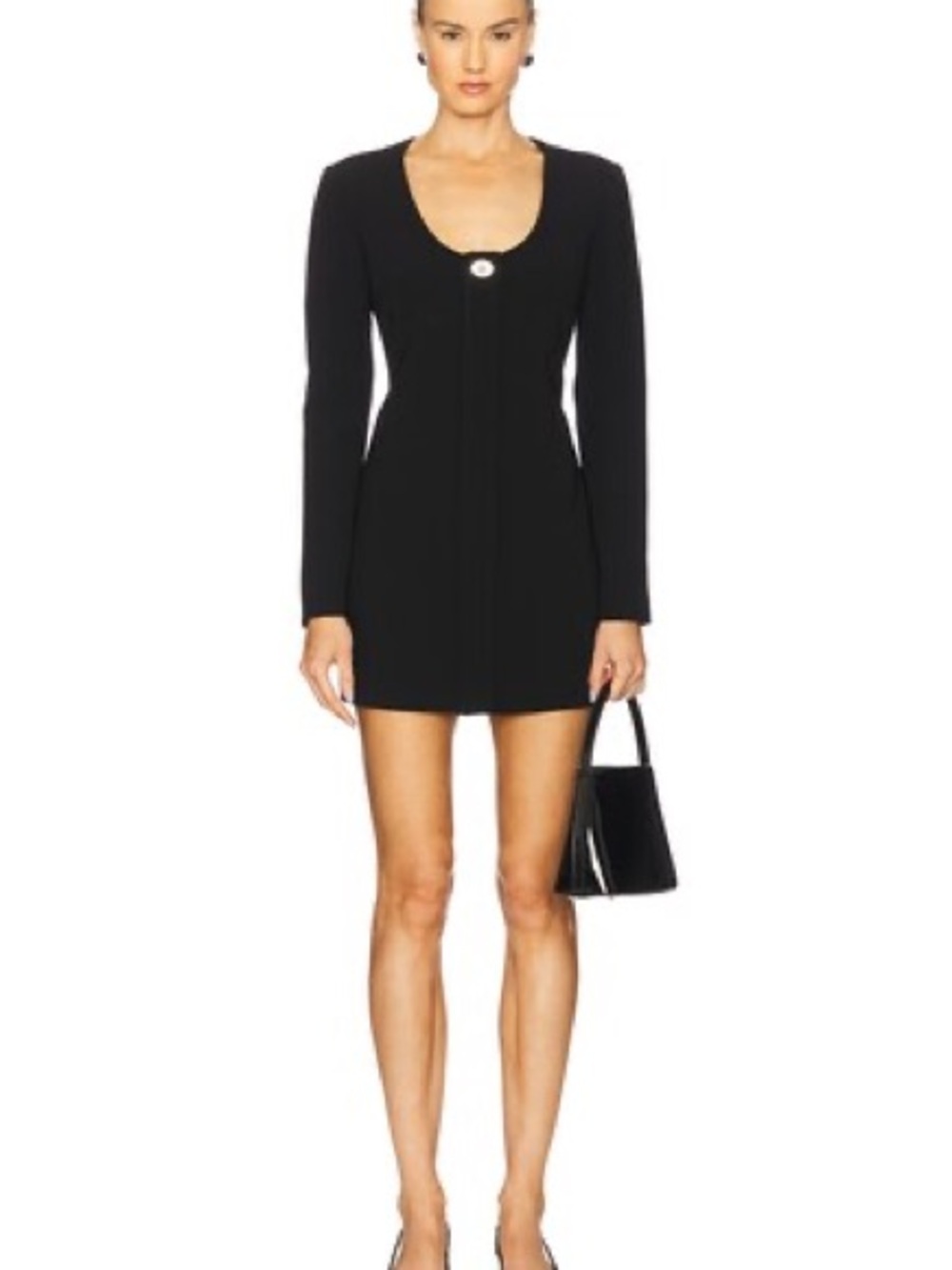 A.L.C. Black Long-Sleeve Scoop-Neck Mini Dress